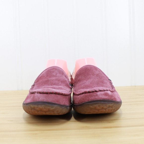 LL BEAN Women's Pink Suede Sherpa Lined Mountain Moccasin Slippers Size 9 M - Picture 4 of 9